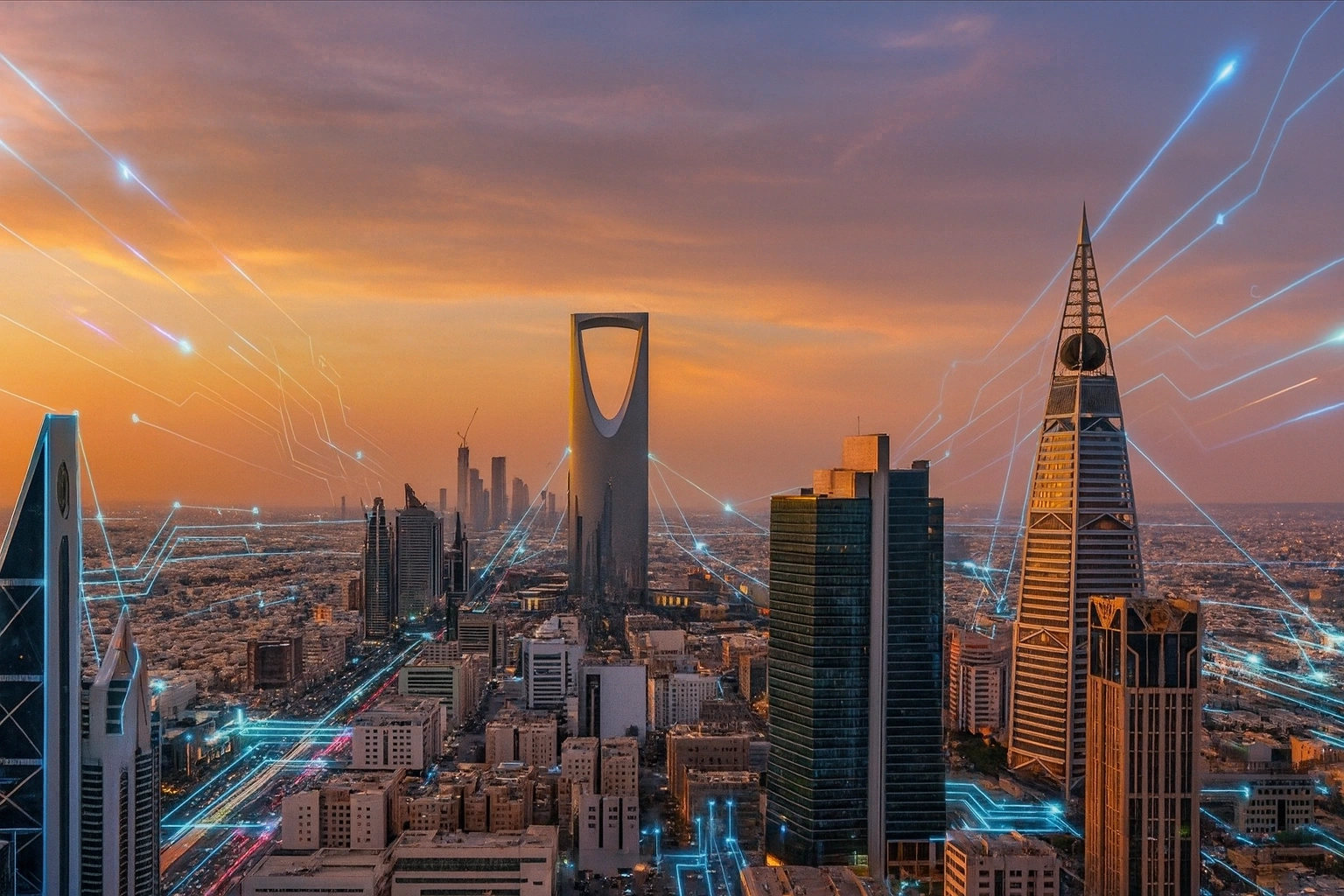Smart city background in Riyadh