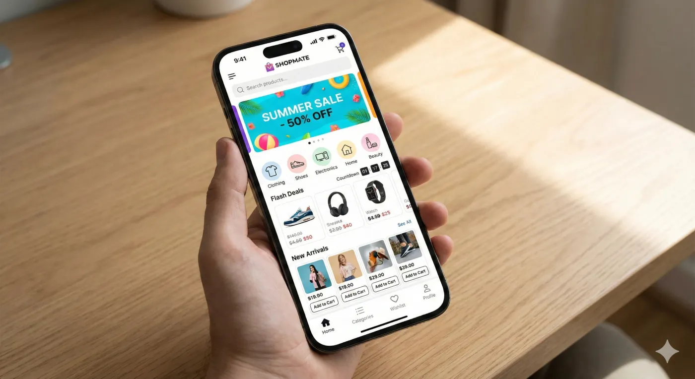 تصميم تطبيق متجر الكتروني